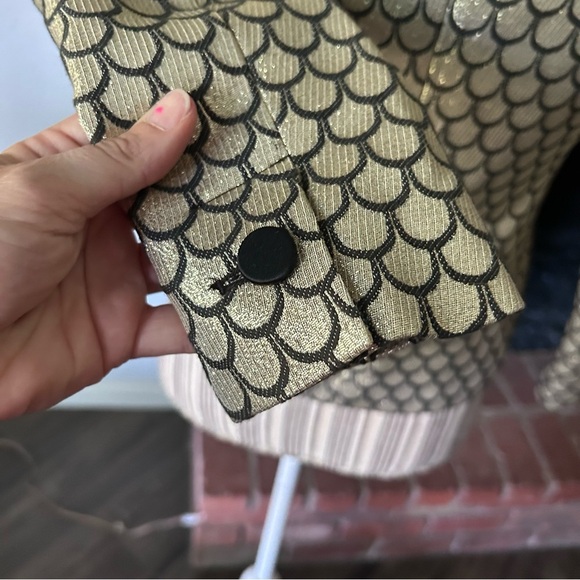 Juicy Coture Palladium Brocade Metallic Blazer in Gold Sz 0 - Picture 8 of 12